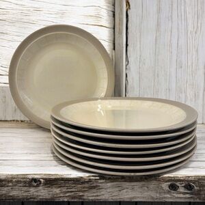 Johnson Bros England Hessian Stoneware Dinner Plates Set of 8 Brown Tan Vintage